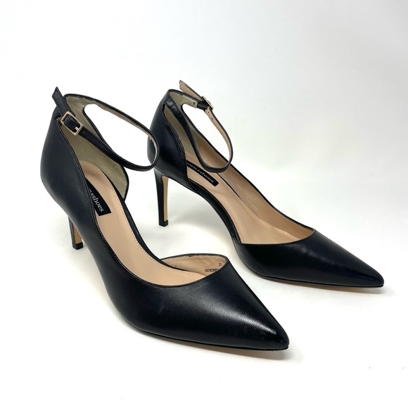 Town Shoes d'Orsay Black Leather Stiletto Heels Size 39 - Picture 2 of 14